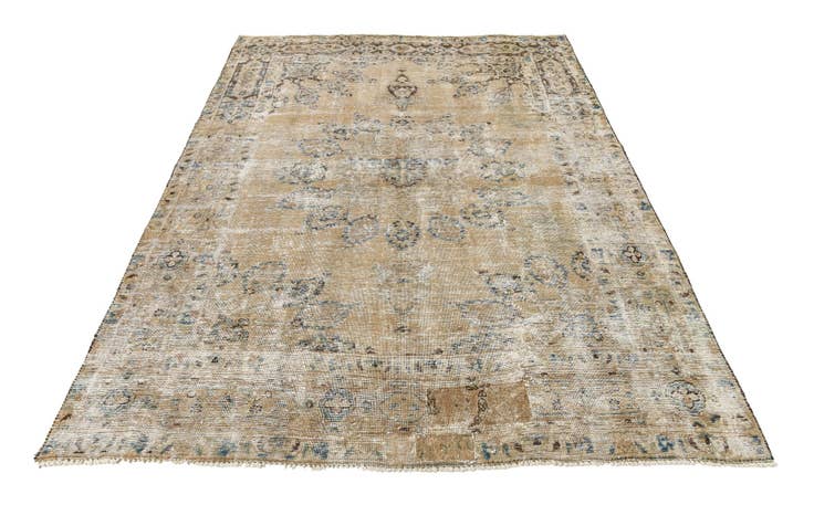 Detailfoto van 205cm x 255cm Handgeknoopt Ultra Vintage Perzisch Wol Vloerkleed