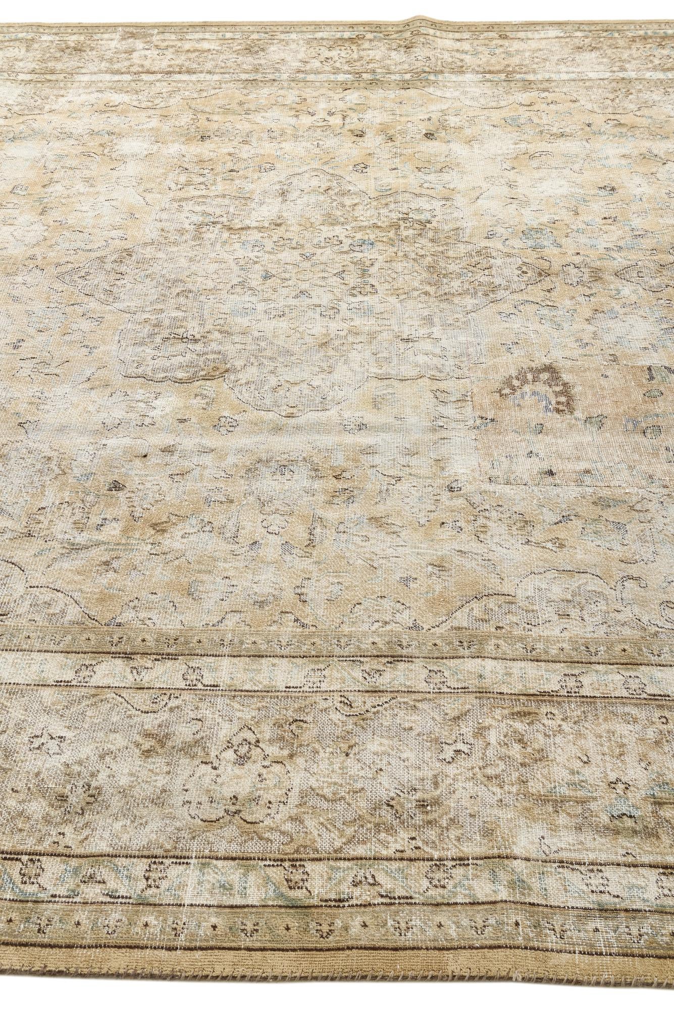 9' 5 x 12' 8 Hand Knotted Ultra Vintage Persian Wool Rug