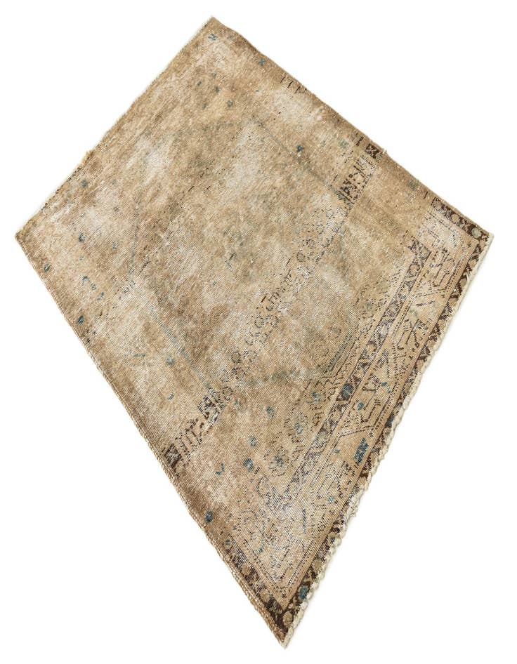 Detail image of 3' 4 x 4' 5  Hand Knotted Ultra Vintage Persian Wool Rug