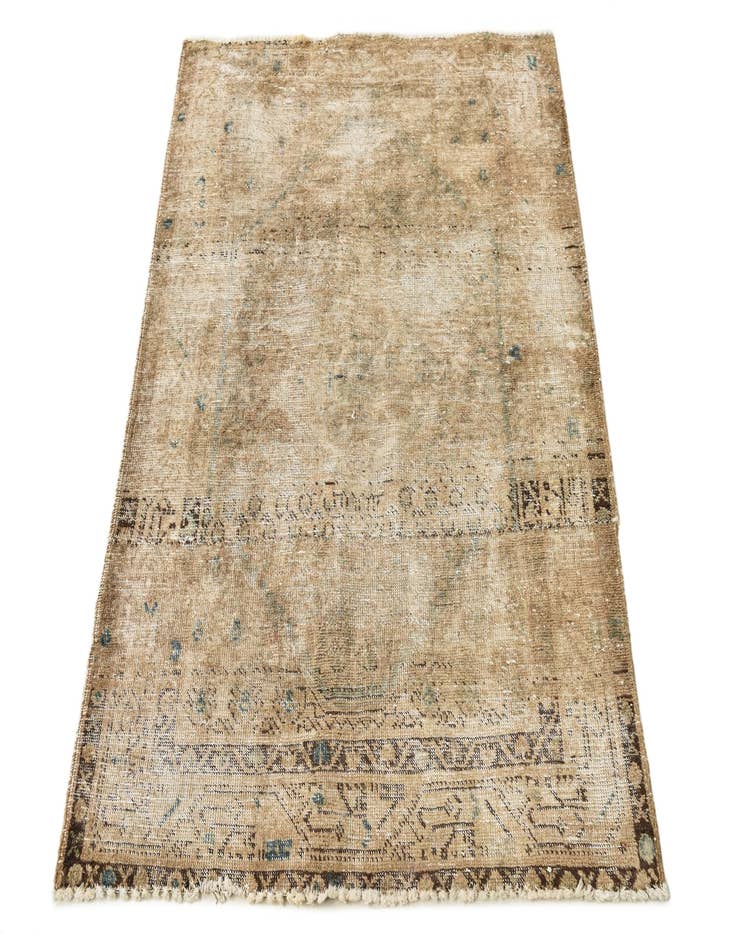 Detail image of 3' 4 x 4' 5  Hand Knotted Ultra Vintage Persian Wool Rug