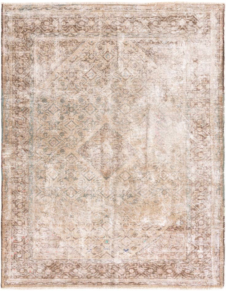 Detail image of 6' 7 x 10' Hand Knotted Ultra Vintage Persian Wool Rug