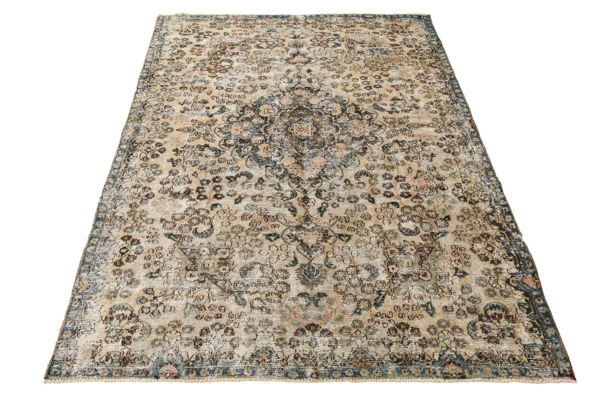 7' 2 x 10' 7 Hand Knotted Ultra Vintage Persian Wool Rug