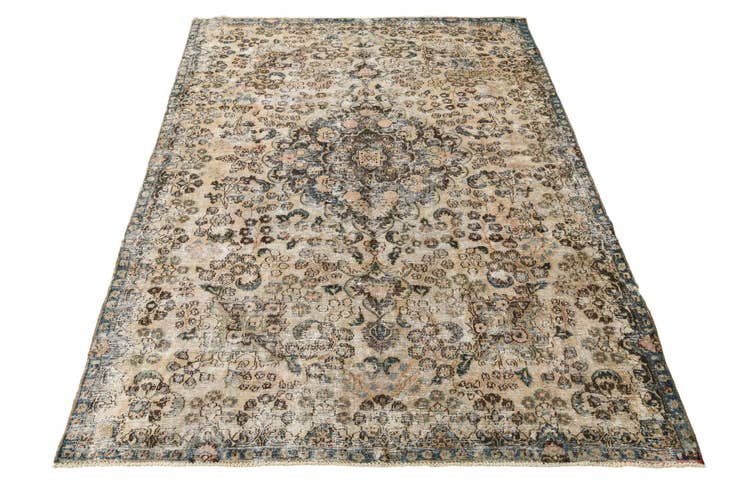 Detail image of 7' 2 x 10' 7 Hand Knotted Ultra Vintage Persian Wool Rug