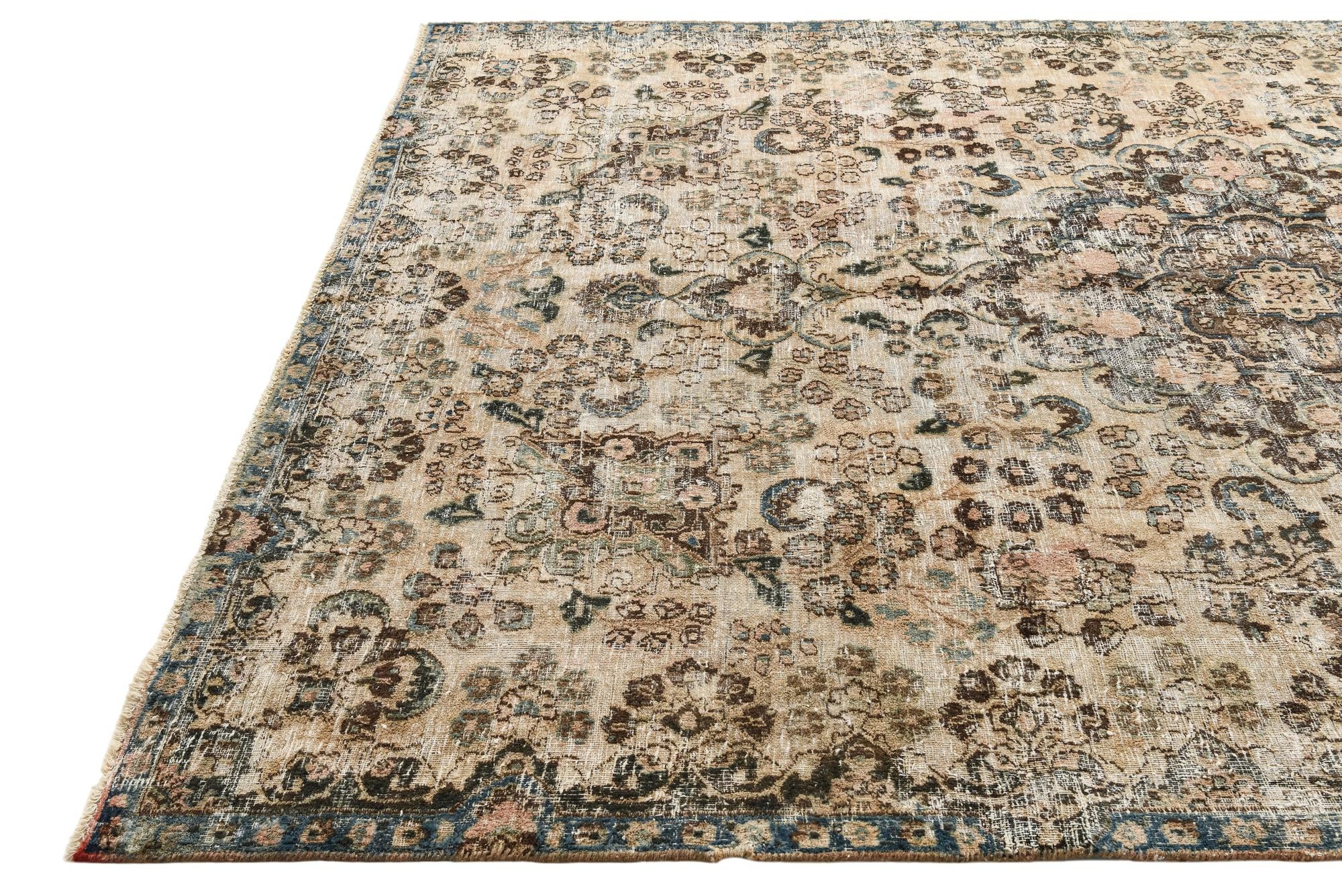 7' 2 x 10' 7 Hand Knotted Ultra Vintage Persian Wool Rug