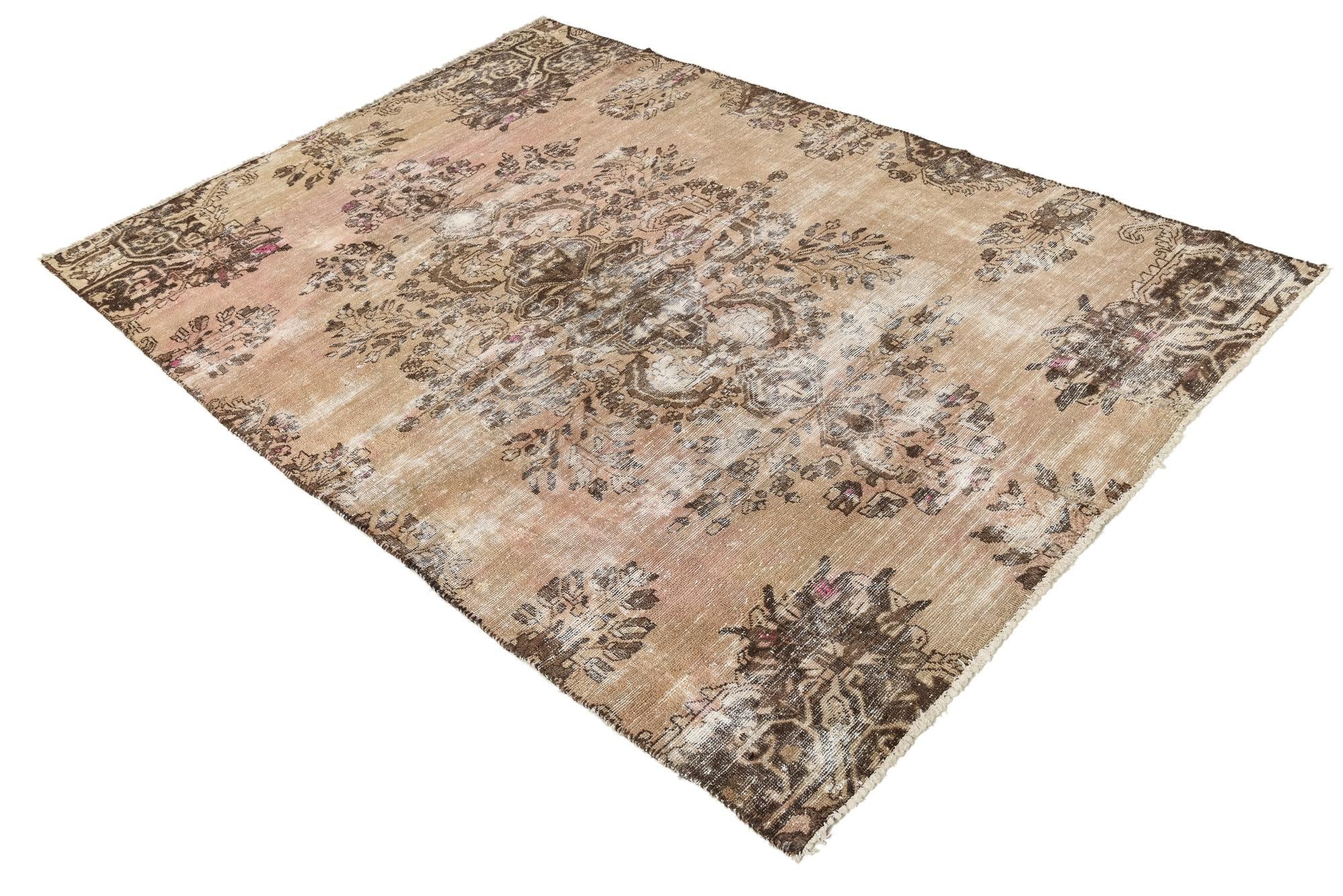 5' 4 x 8' 1 Hand Knotted Ultra Vintage Persian Wool Rug