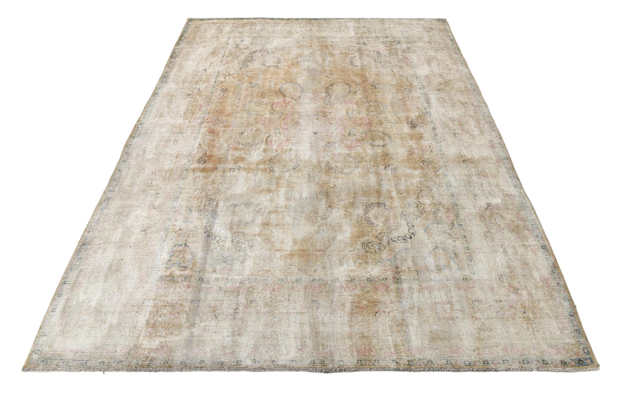 9' 10 x 13' Hand Knotted Ultra Vintage Persian Wool Rug