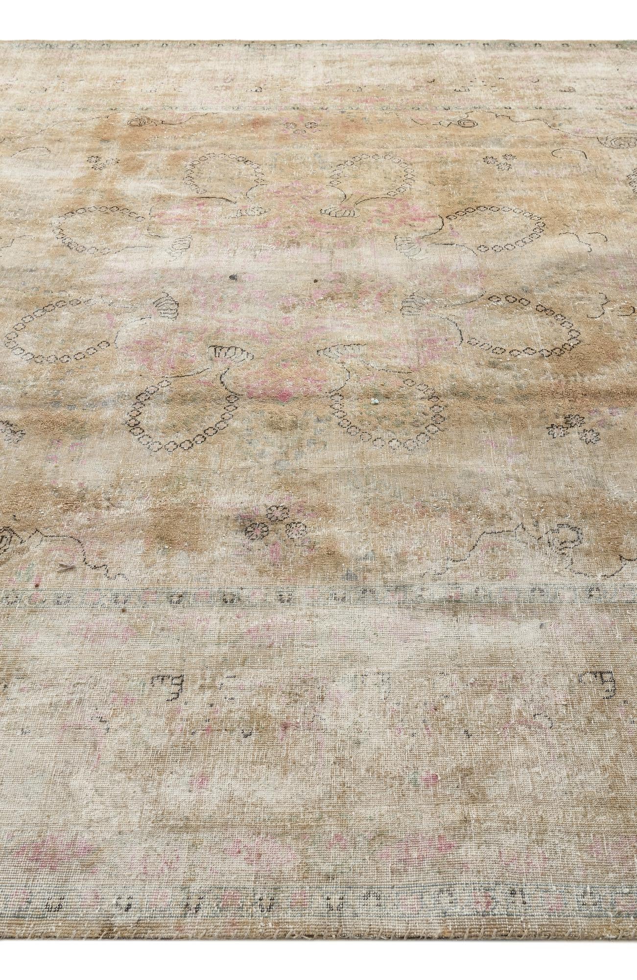 9' 10 x 13' Hand Knotted Ultra Vintage Persian Wool Rug