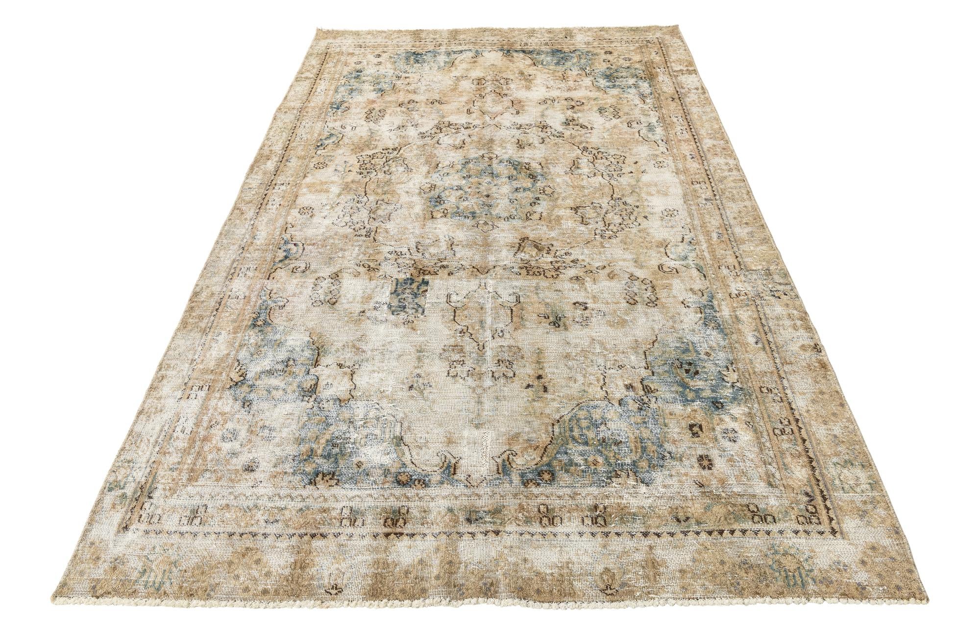 5' 7 x 8' 9 Hand Knotted Ultra Vintage Persian Wool Rug