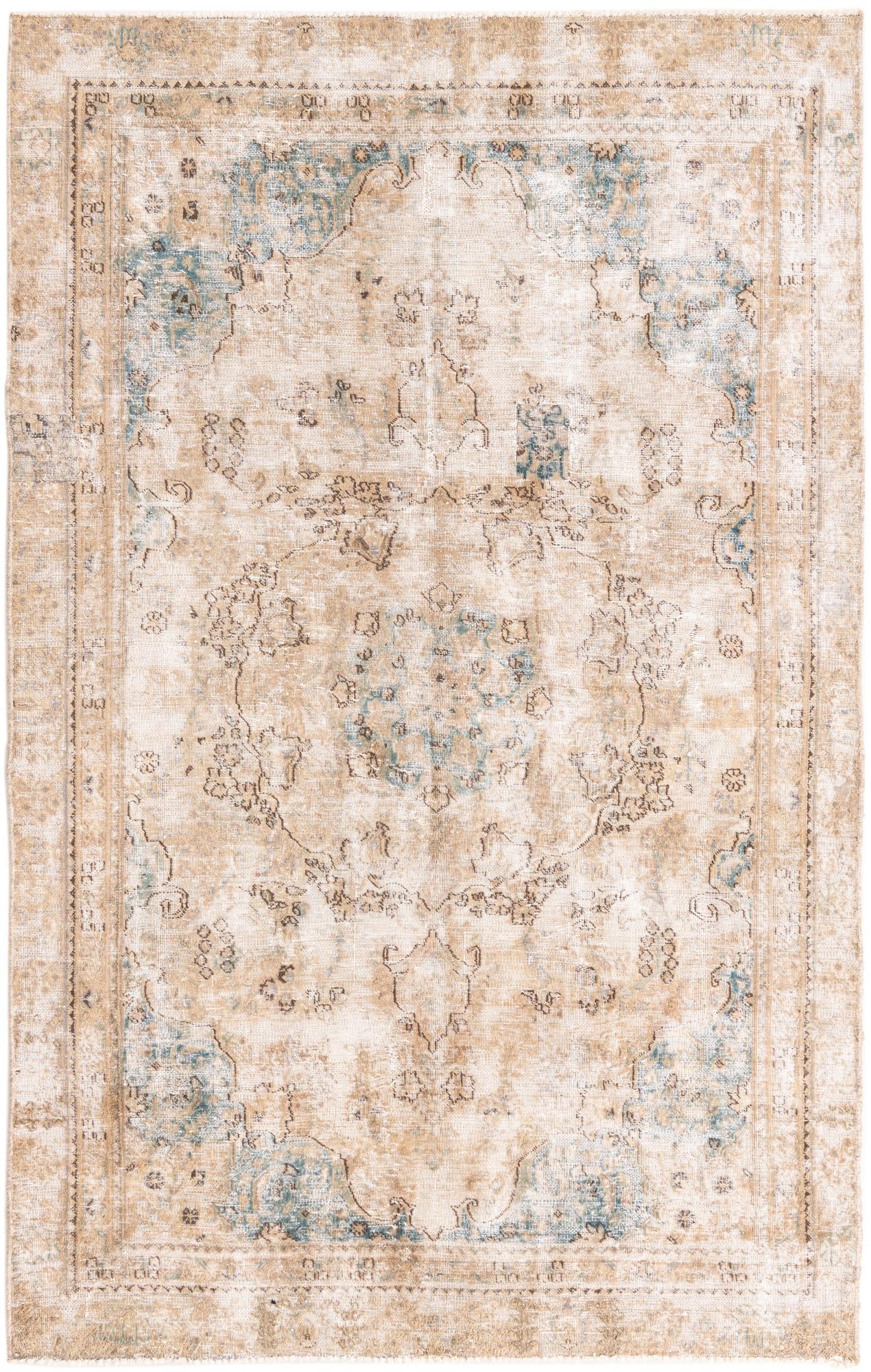 5' 7 x 8' 9 Hand Knotted Ultra Vintage Persian Wool Rug
