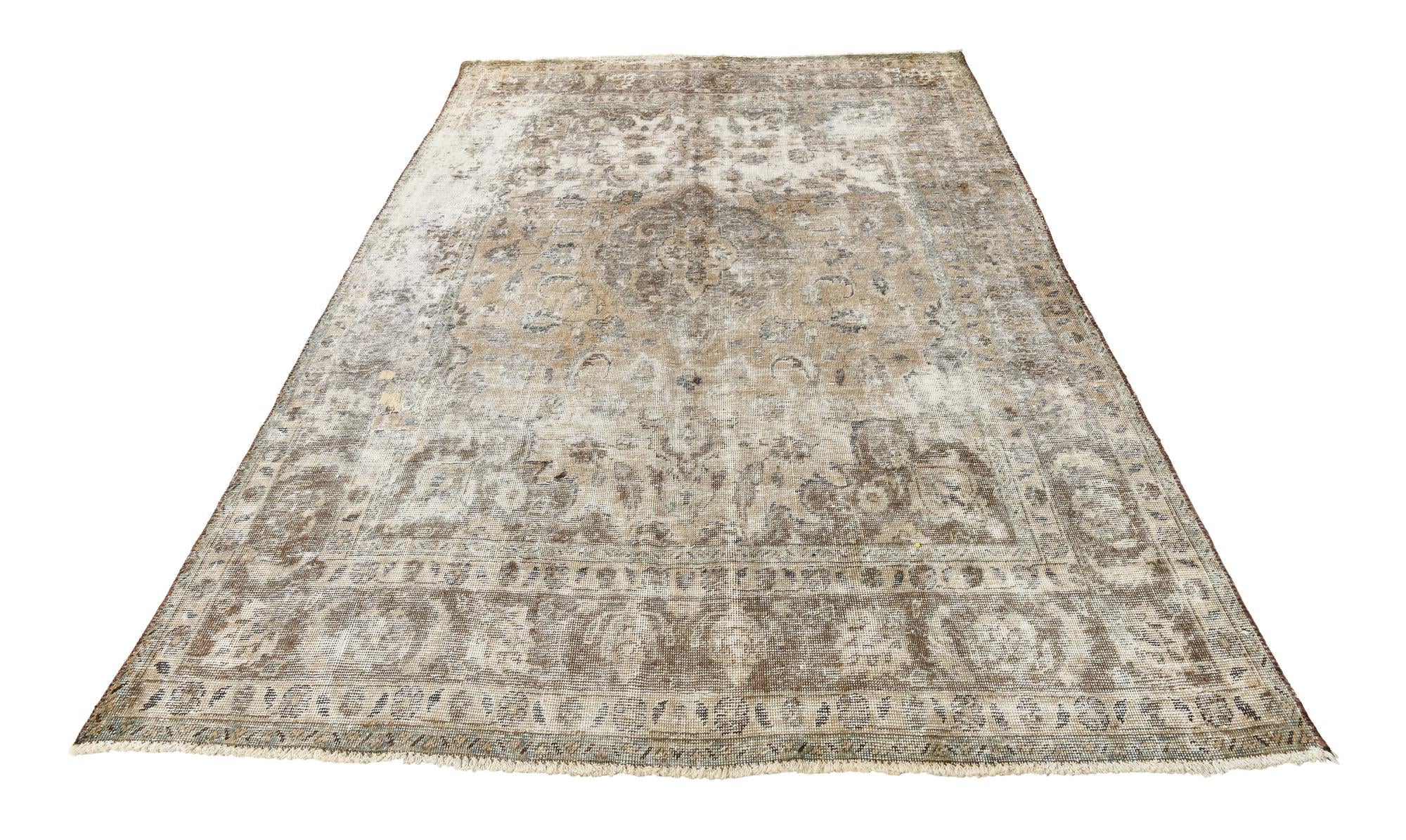 7' x 9' 8 Hand Knotted Ultra Vintage Persian Wool Rug