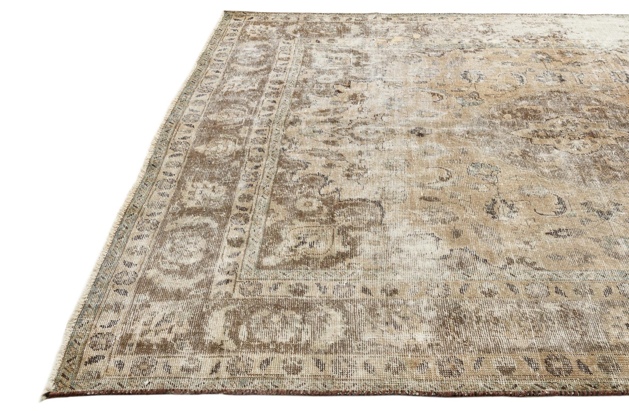 7' x 9' 8 Hand Knotted Ultra Vintage Persian Wool Rug
