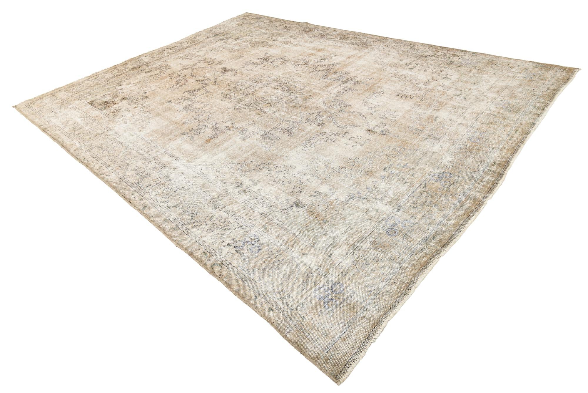9' 2 x 12' Hand Knotted Ultra Vintage Persian Wool Rug