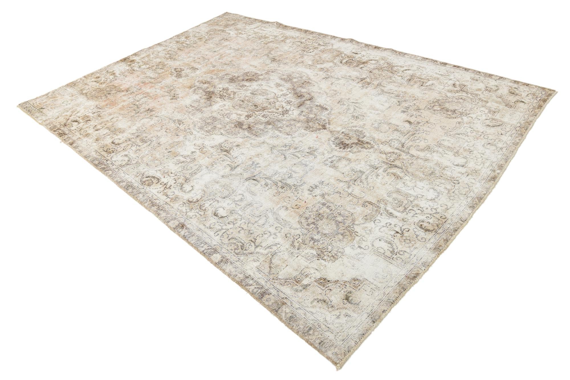 6' 9 x 9' 10 Hand Knotted Ultra Vintage Persian Wool Rug