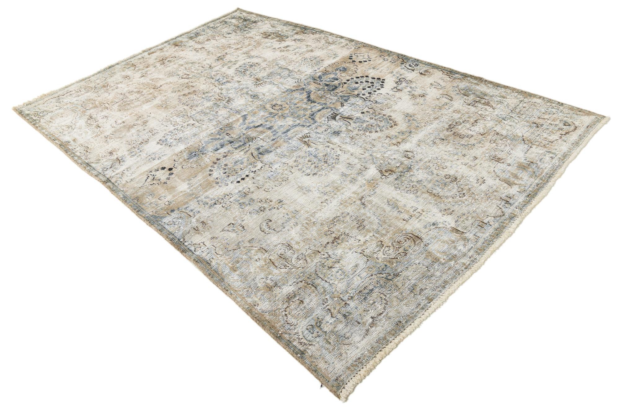6' 2 x 9' 2 Hand Knotted Ultra Vintage Persian Wool Rug