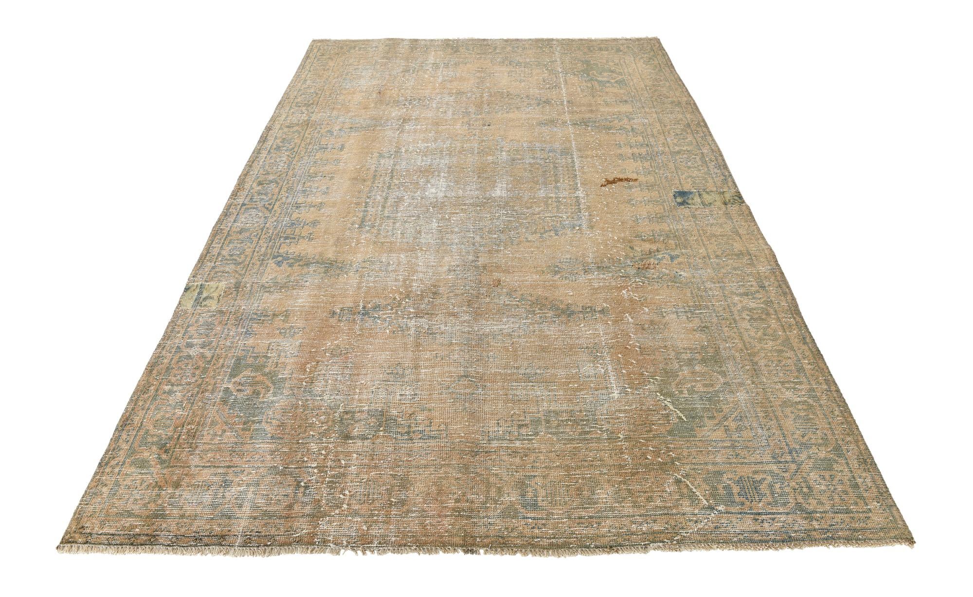6' 5 x 9' 2 Hand Knotted Ultra Vintage Persian Wool Rug