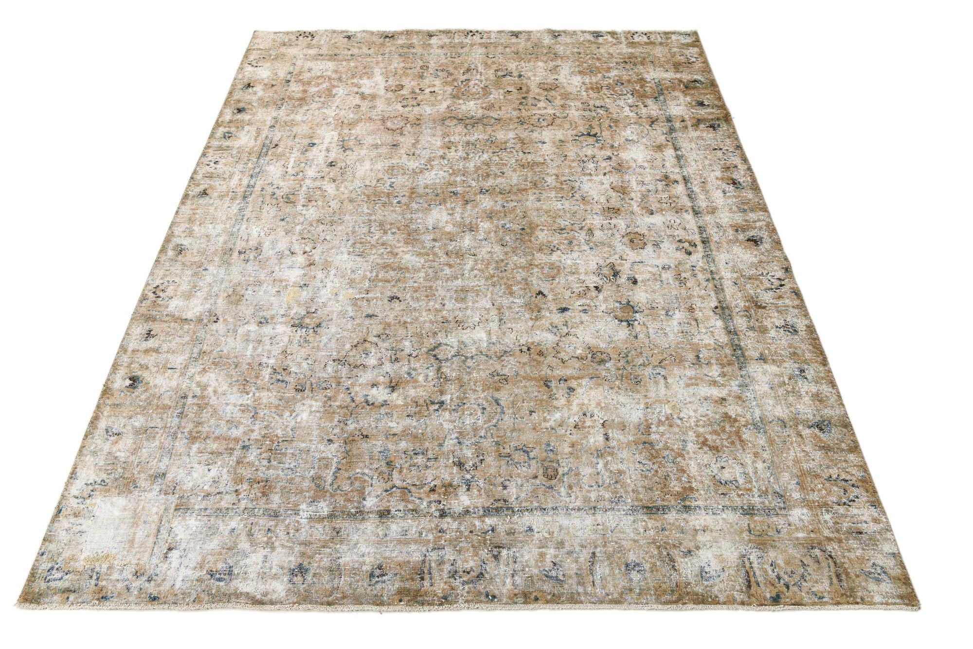 9' x 11' 6 Hand Knotted Ultra Vintage Persian Wool Rug
