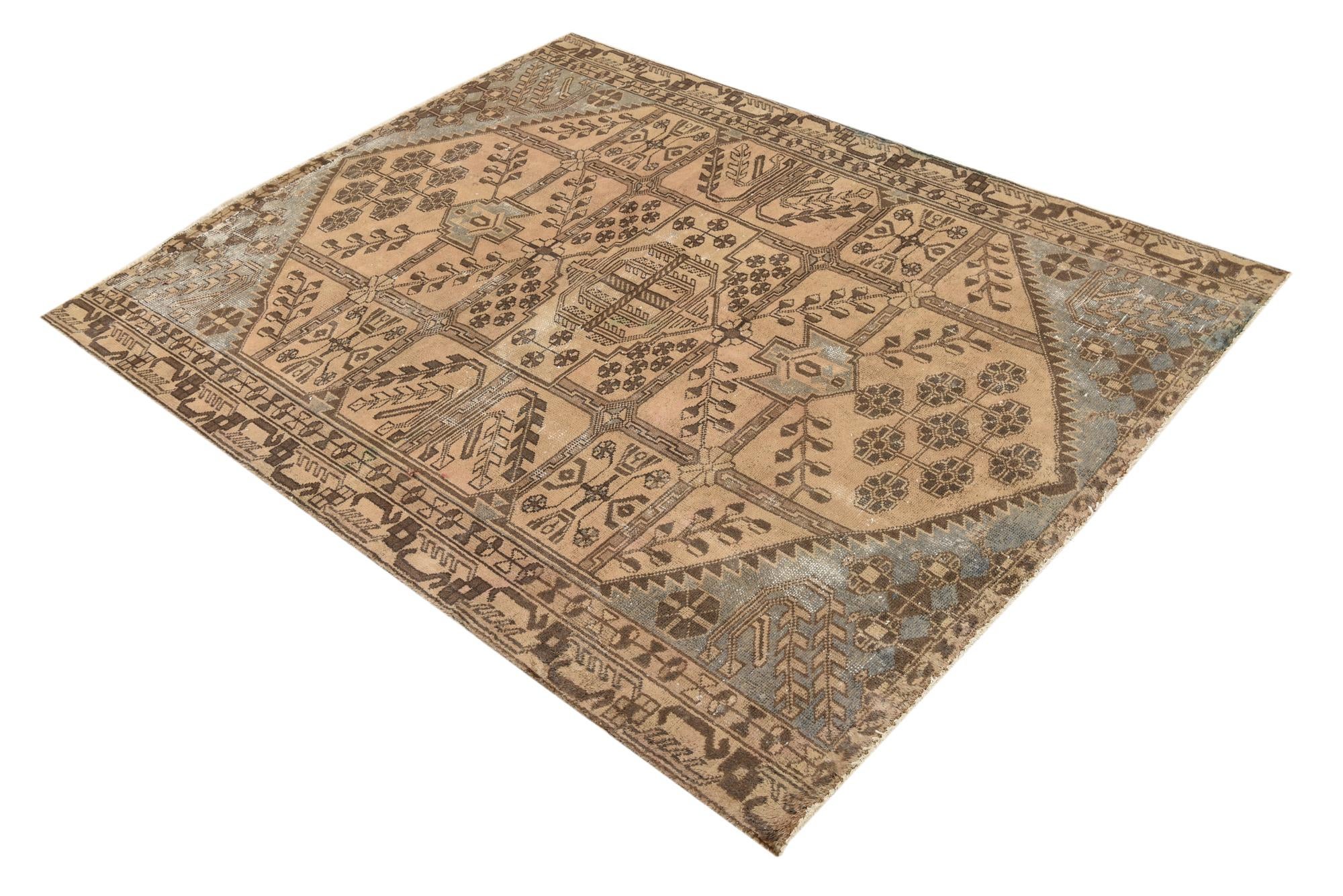 4' 9 x 6' Hand Knotted Ultra Vintage Persian Wool Rug