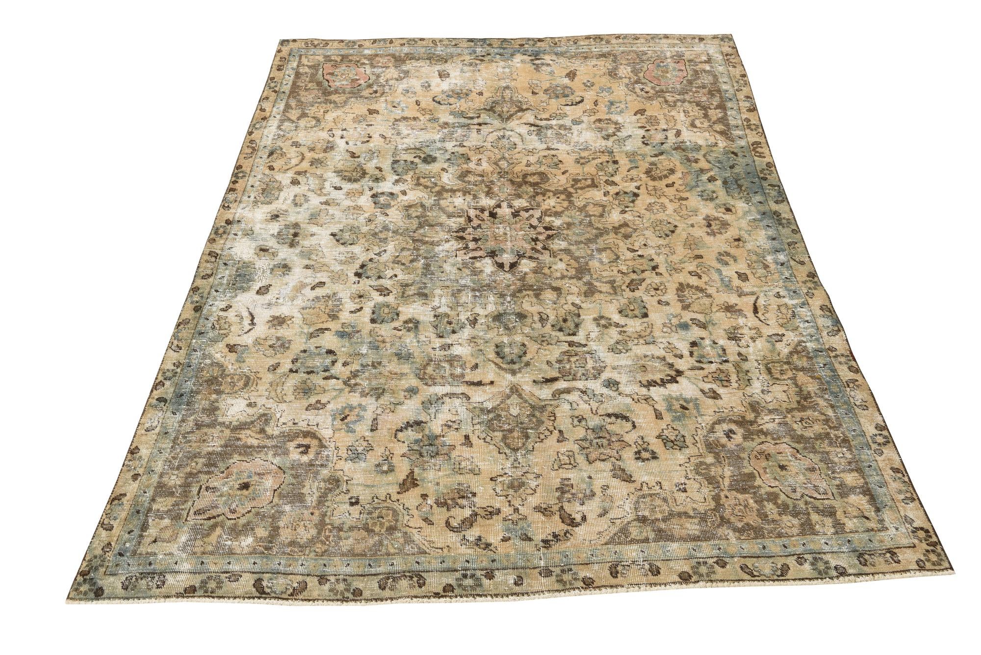 6' 5 x 9' 4 Hand Knotted Ultra Vintage Persian Wool Rug