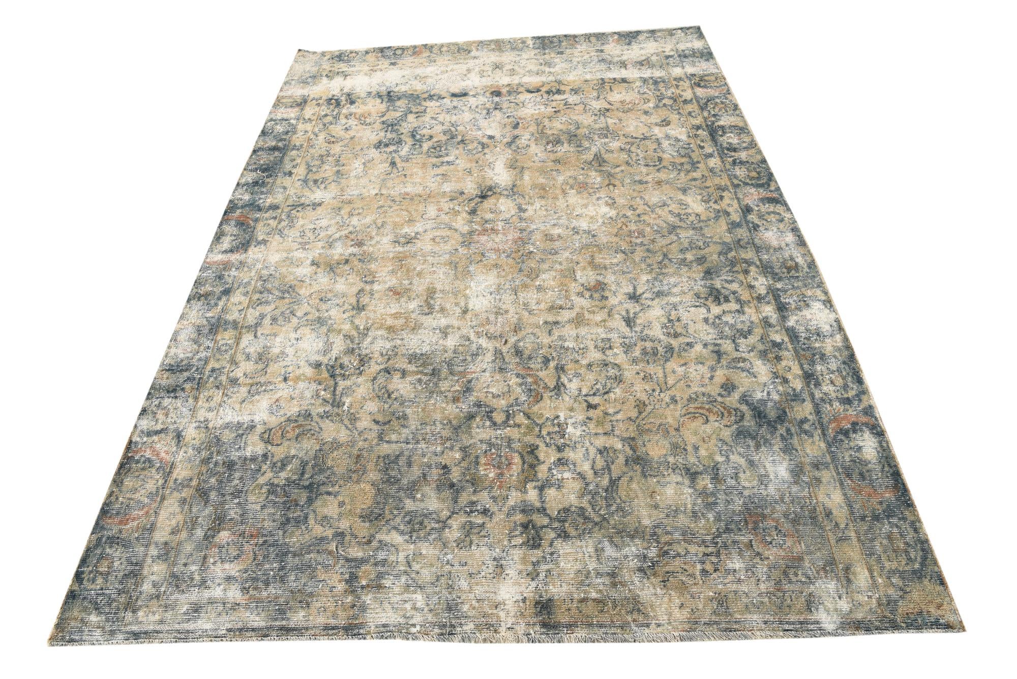 6' x 8' 9 Hand Knotted Ultra Vintage Persian Wool Rug