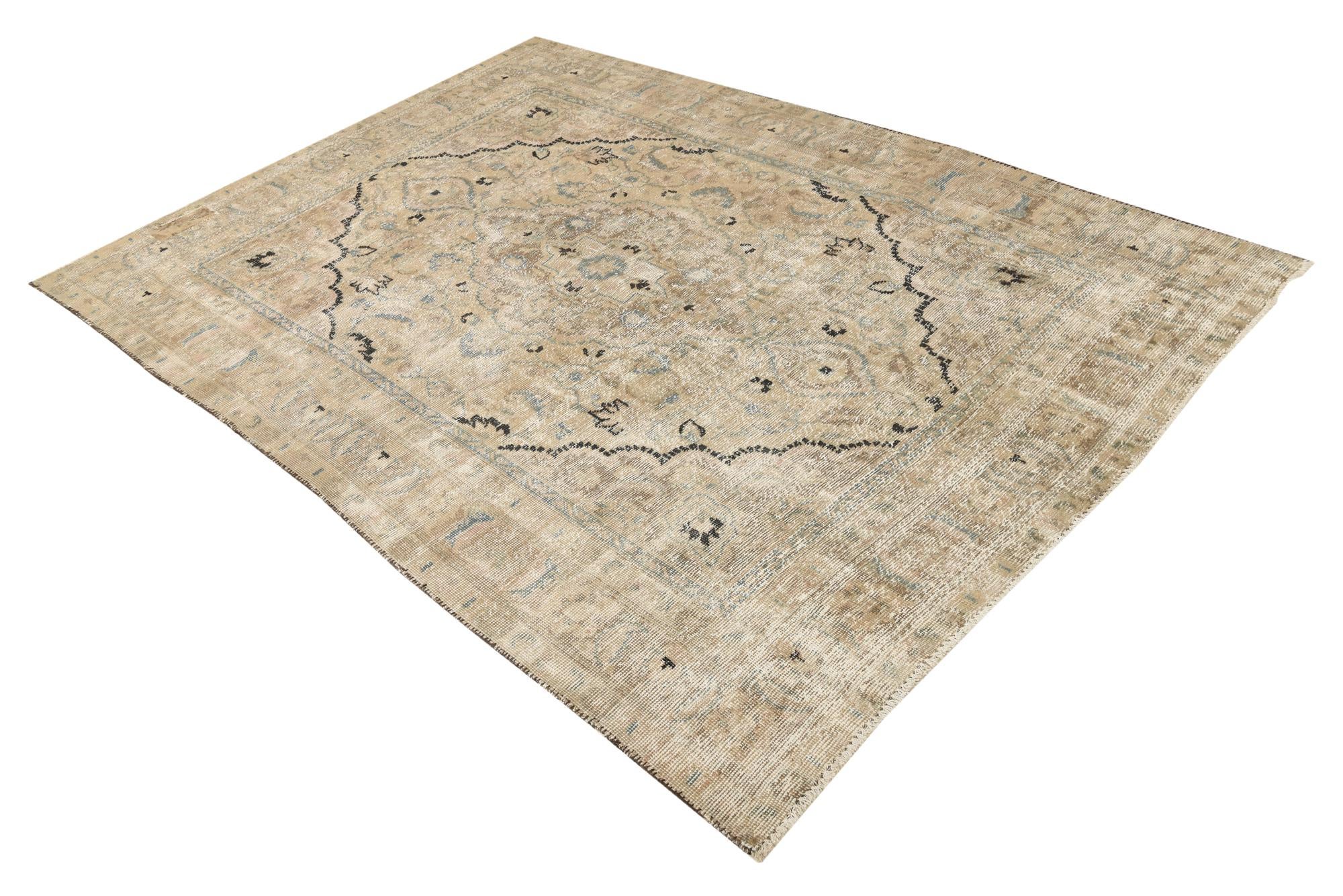 6' 2 x 9' Hand Knotted Ultra Vintage Persian Wool Rug
