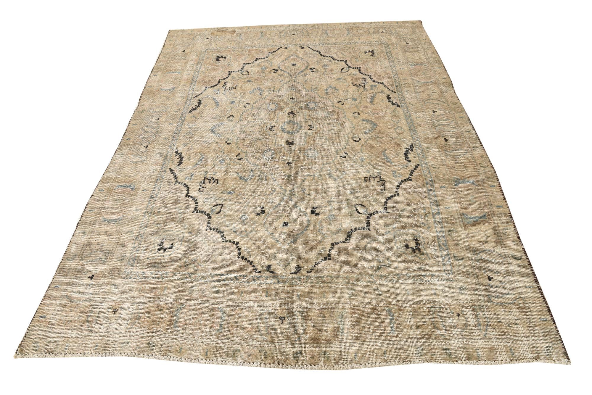 6' 2 x 9' Hand Knotted Ultra Vintage Persian Wool Rug