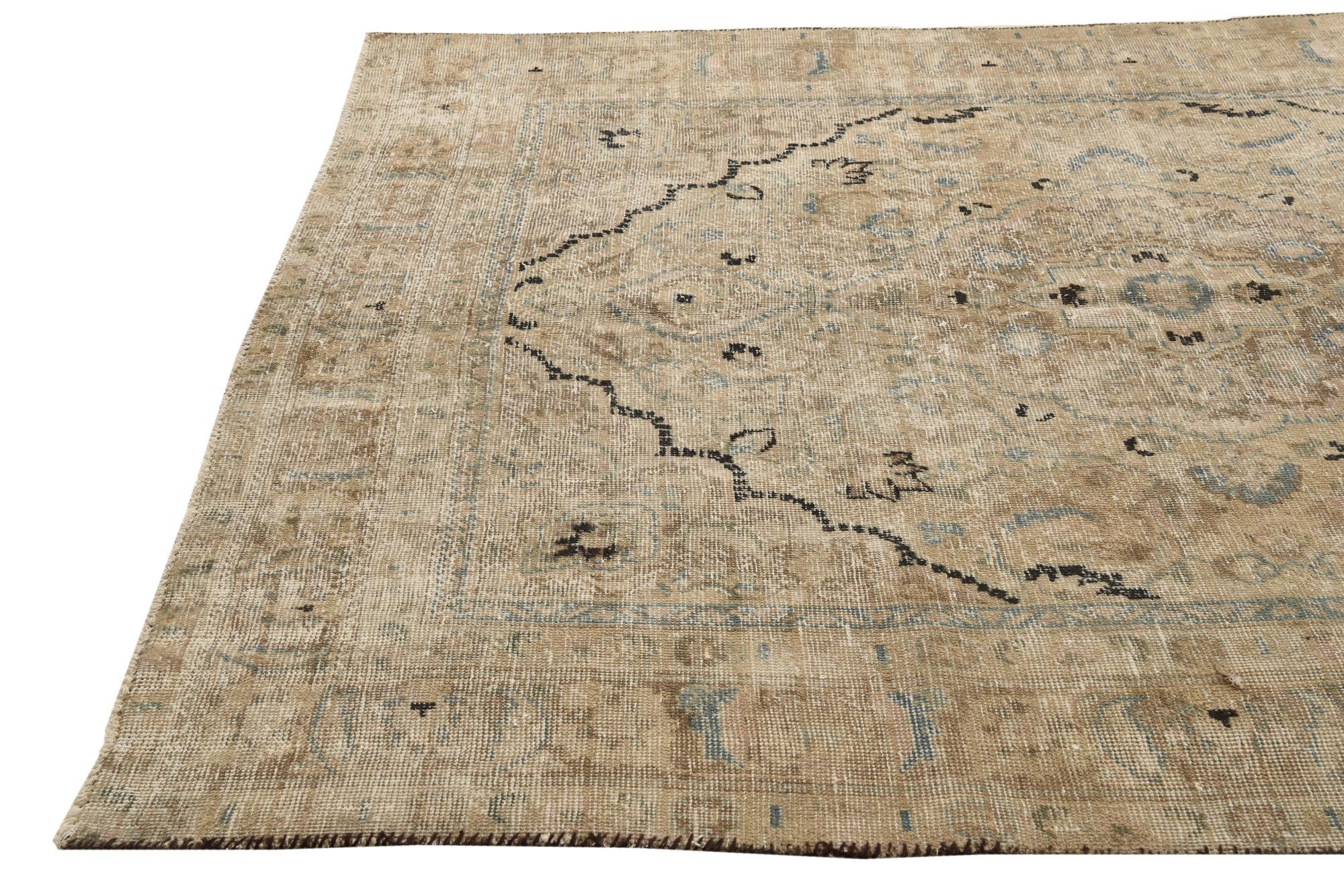 6' 2 x 9' Hand Knotted Ultra Vintage Persian Wool Rug