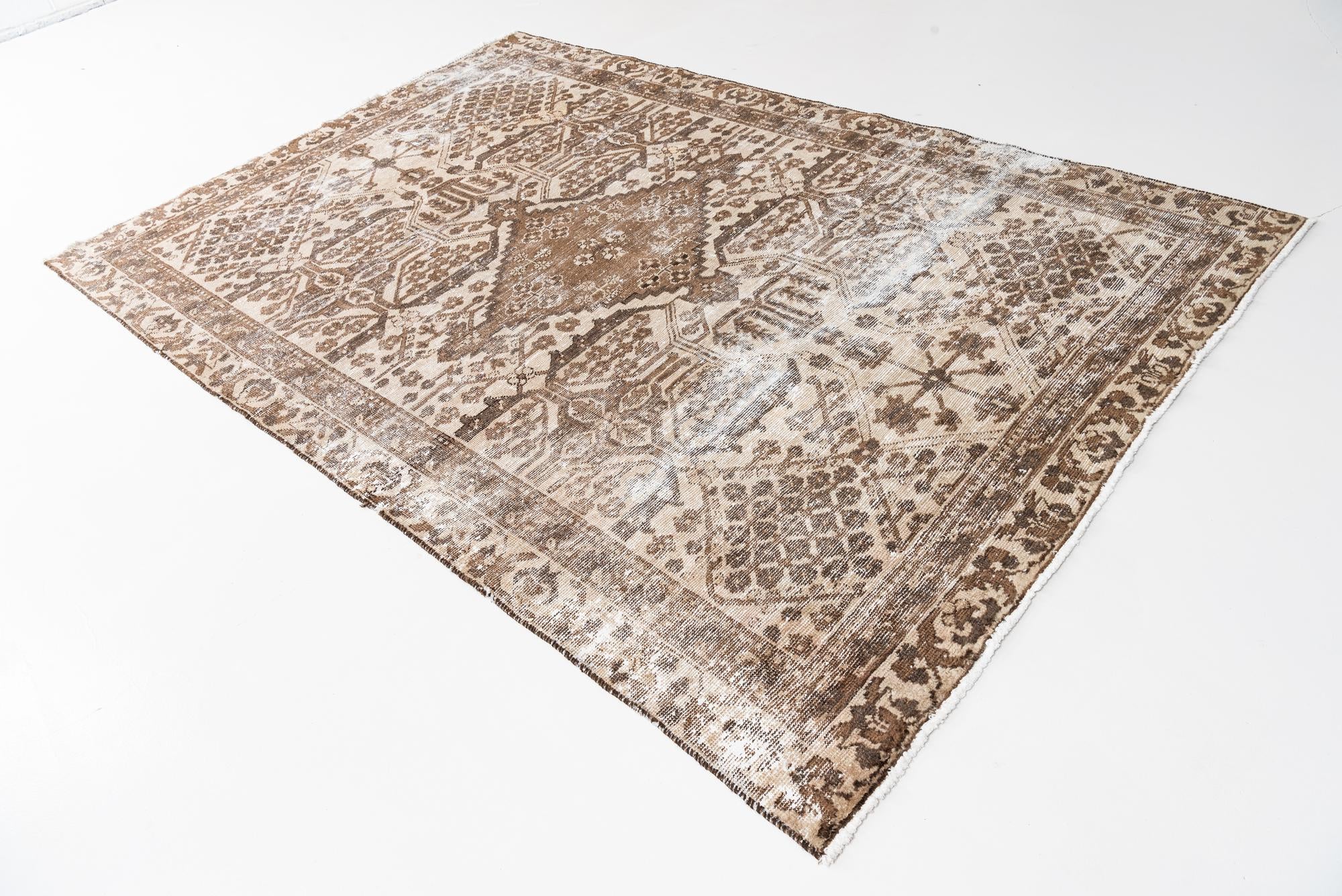 6' 1 x 9' Hand Knotted Ultra Vintage Persian Wool Rug