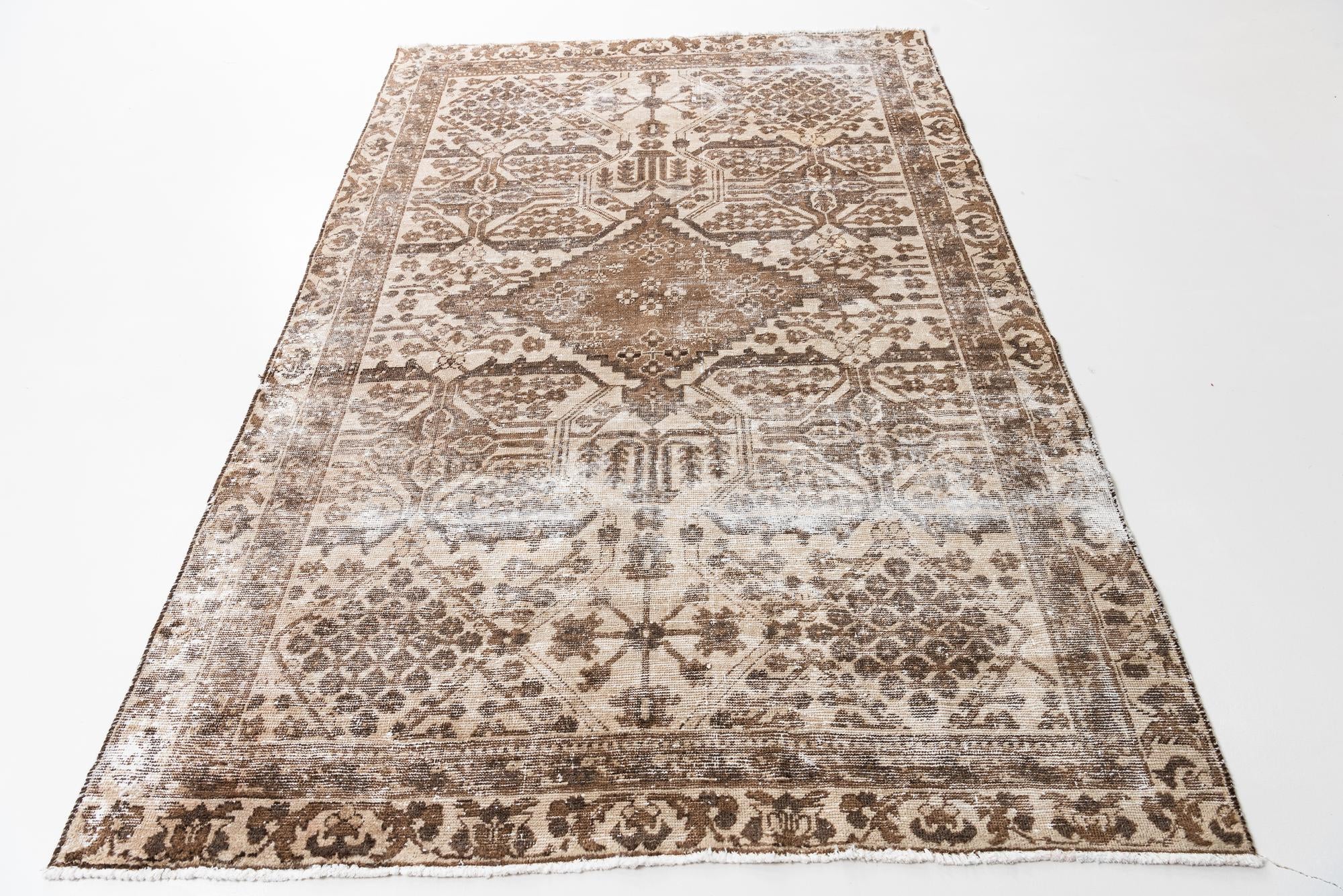 6' 1 x 9' Hand Knotted Ultra Vintage Persian Wool Rug