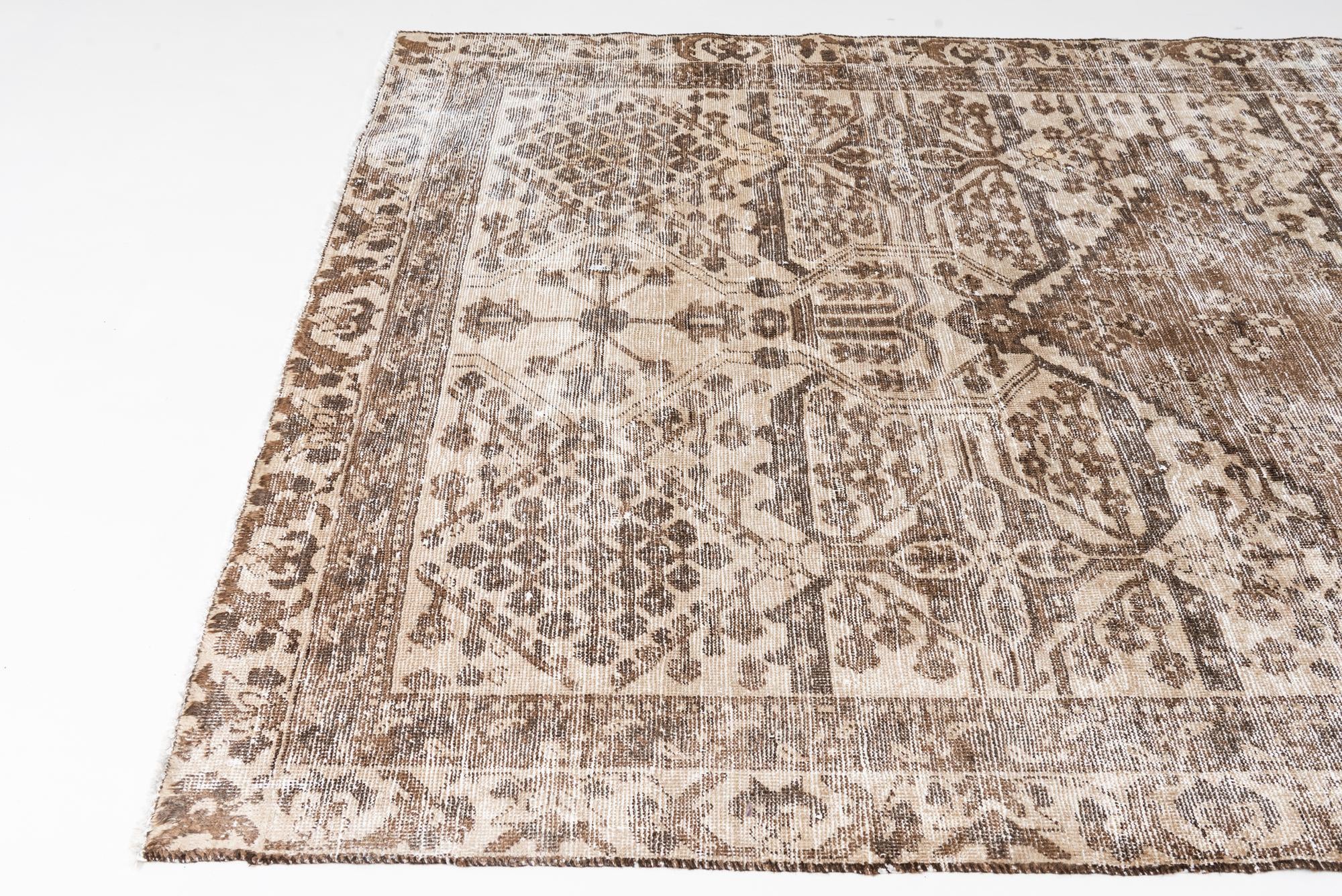 6' 1 x 9' Hand Knotted Ultra Vintage Persian Wool Rug