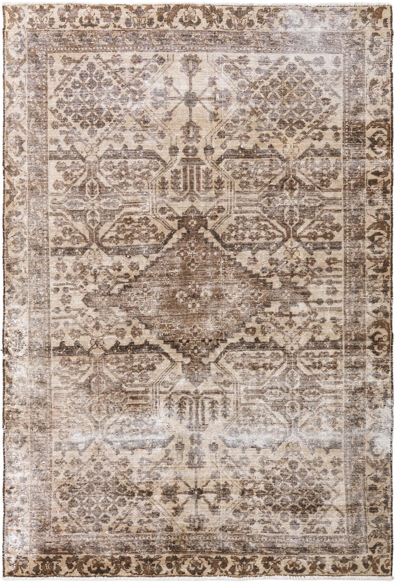 6' 1 x 9' Hand Knotted Ultra Vintage Persian Wool Rug
