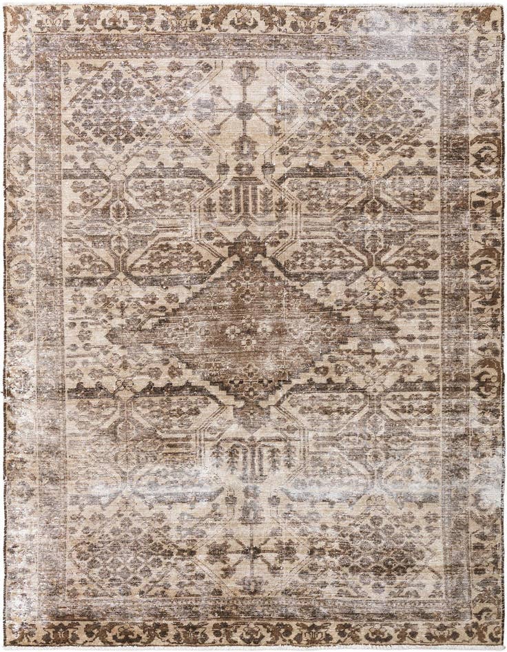 Detail image of 6' 1 x 9' Hand Knotted Ultra Vintage Persian Wool Rug