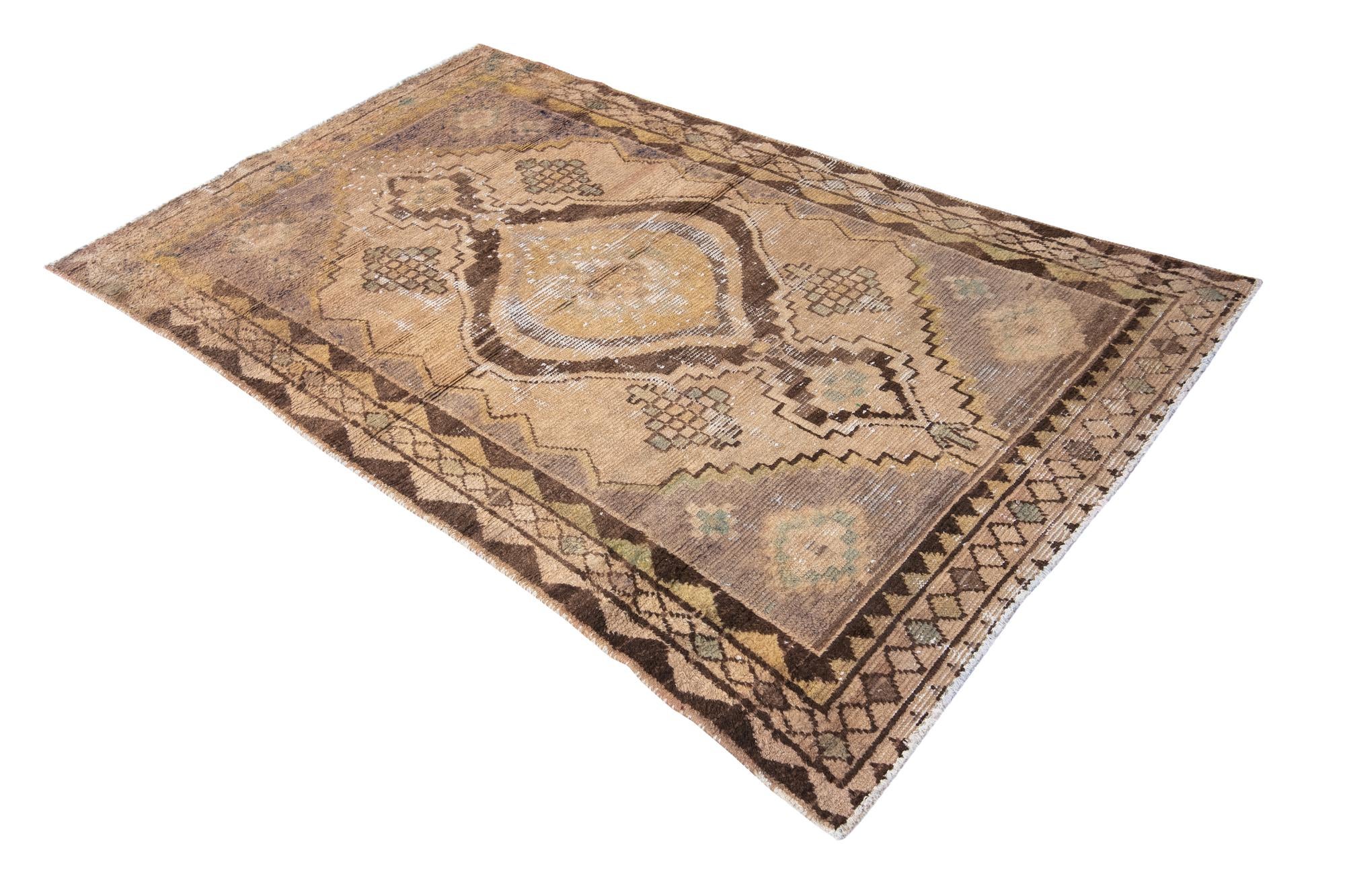 4' 5 x 7' 7 Hand Knotted Ultra Vintage Persian Wool Rug
