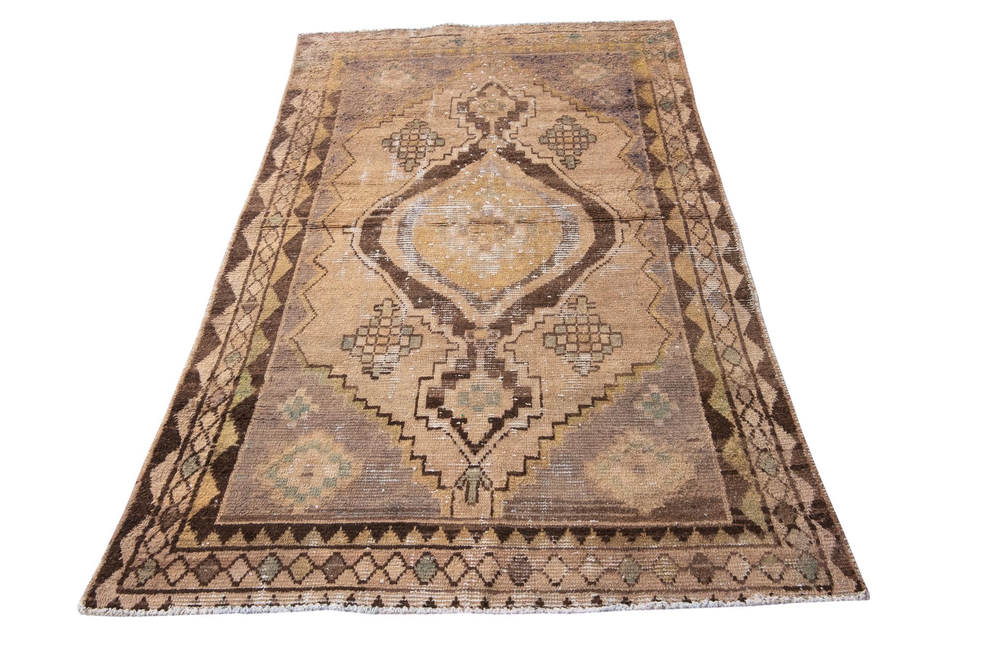 4' 5 x 7' 7 Hand Knotted Ultra Vintage Persian Wool Rug