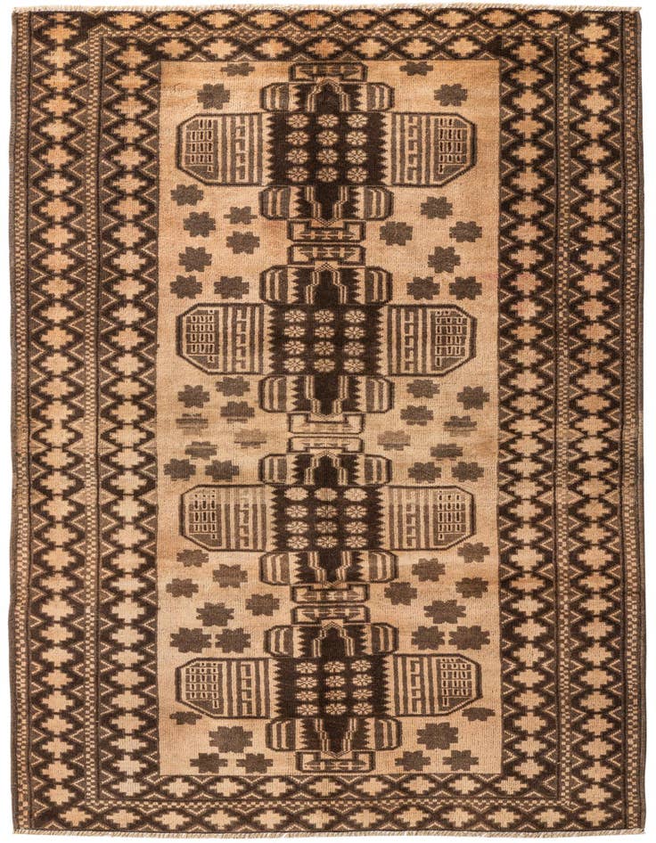 Detail image of 3' 5 x 6' 3 Hand Knotted Ultra Vintage Persian Wool Rug