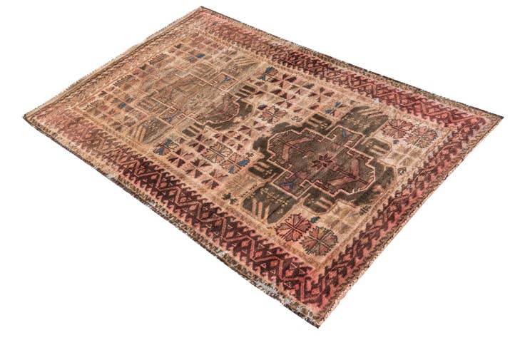 Detail image of 2' 10 x 4' 3 Hand Knotted Ultra Vintage Persian Wool Rug