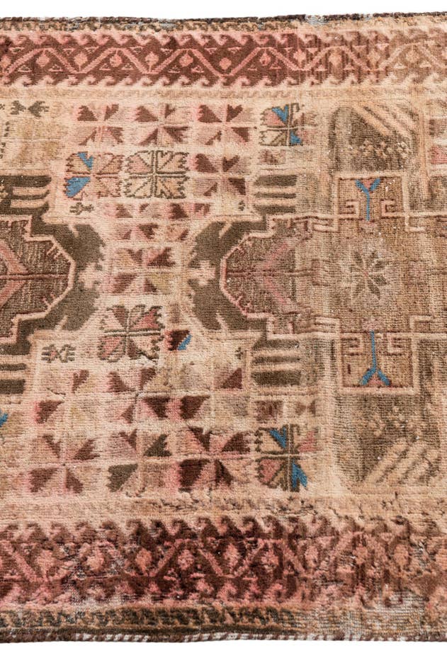 Detail image of 2' 10 x 4' 3 Hand Knotted Ultra Vintage Persian Wool Rug