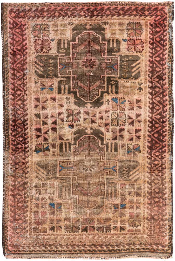 2' 10 x 4' 3 Hand Knotted Ultra Vintage Persian Wool Rug