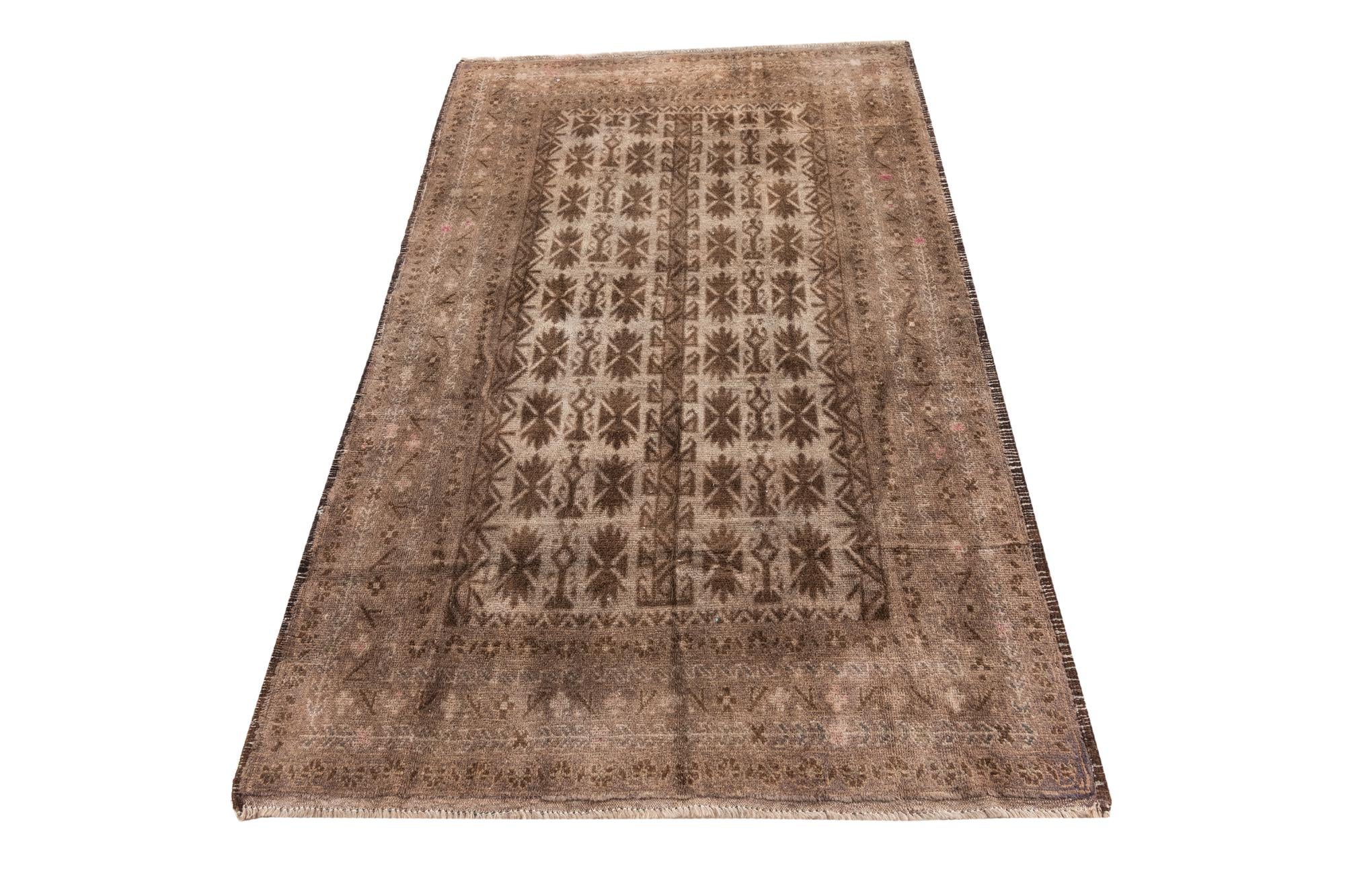 3' 8 x 6' 4 Hand Knotted Ultra Vintage Persian Wool Rug