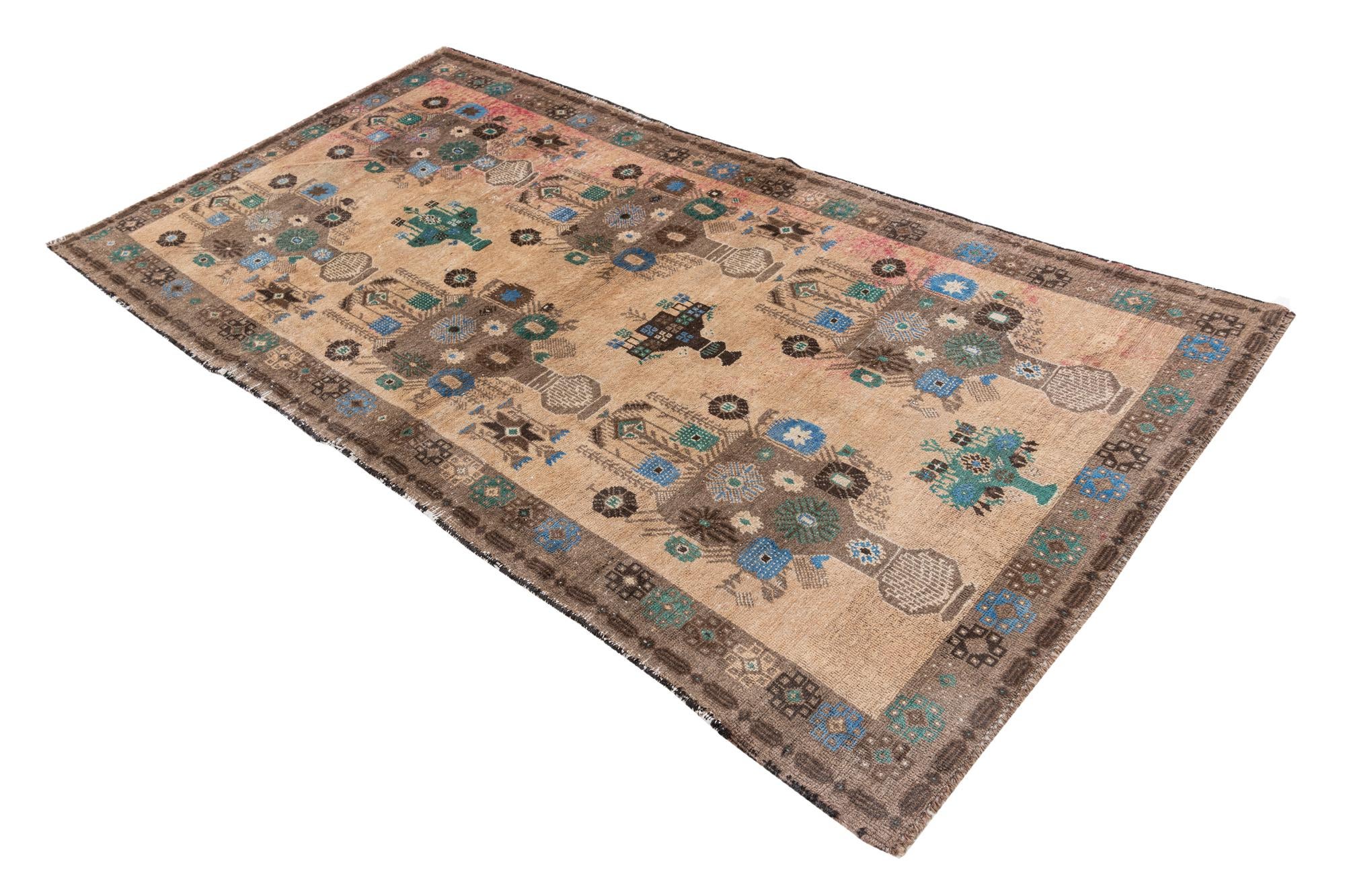 3' 10 x 7' 3 Hand Knotted Ultra Vintage Persian Wool Rug