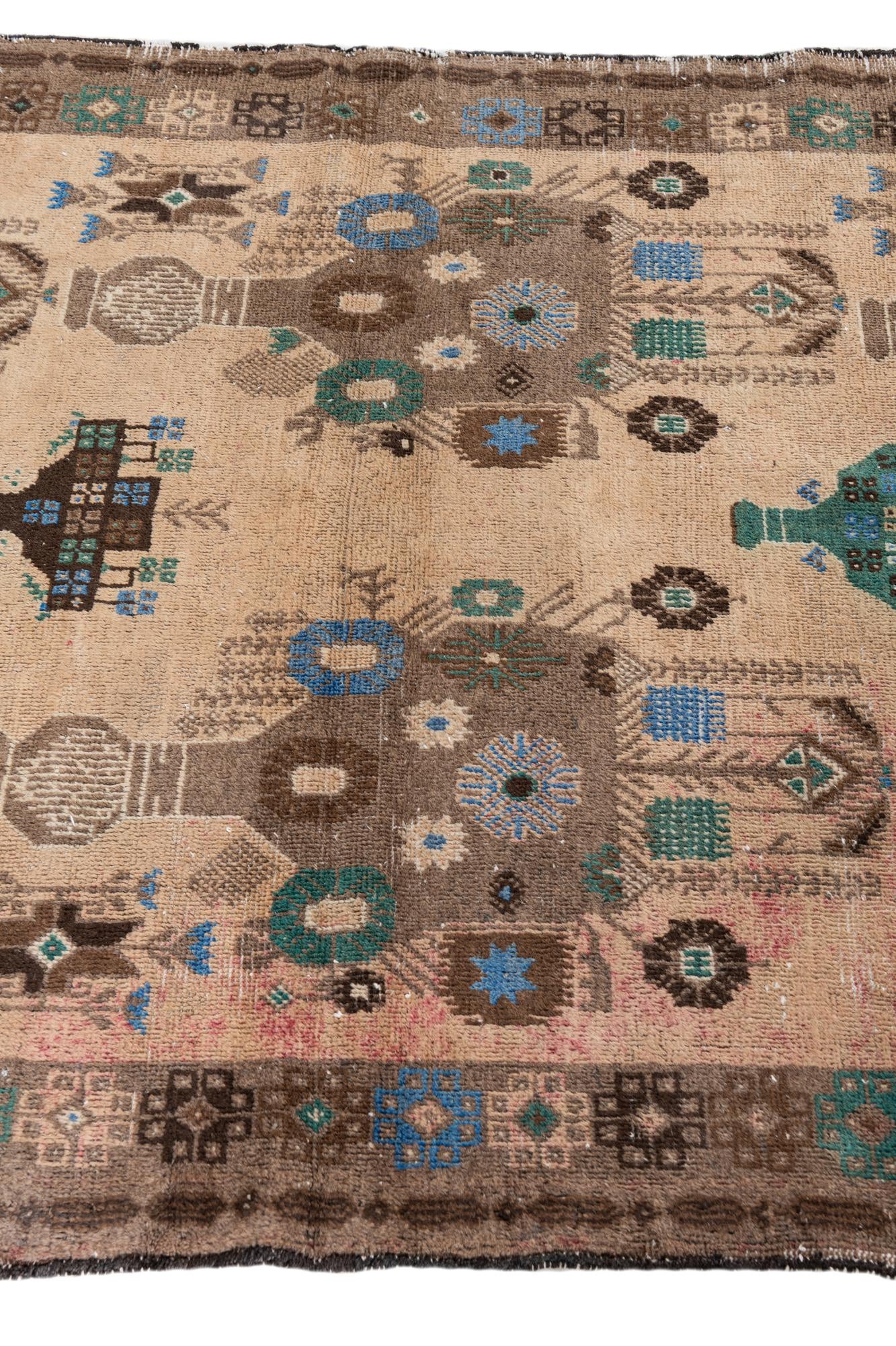 3' 10 x 7' 3 Hand Knotted Ultra Vintage Persian Wool Rug