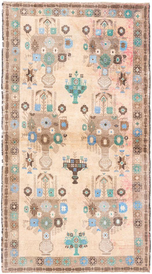 Detail image of 3' 10 x 7' 3 Hand Knotted Ultra Vintage Persian Wool Rug