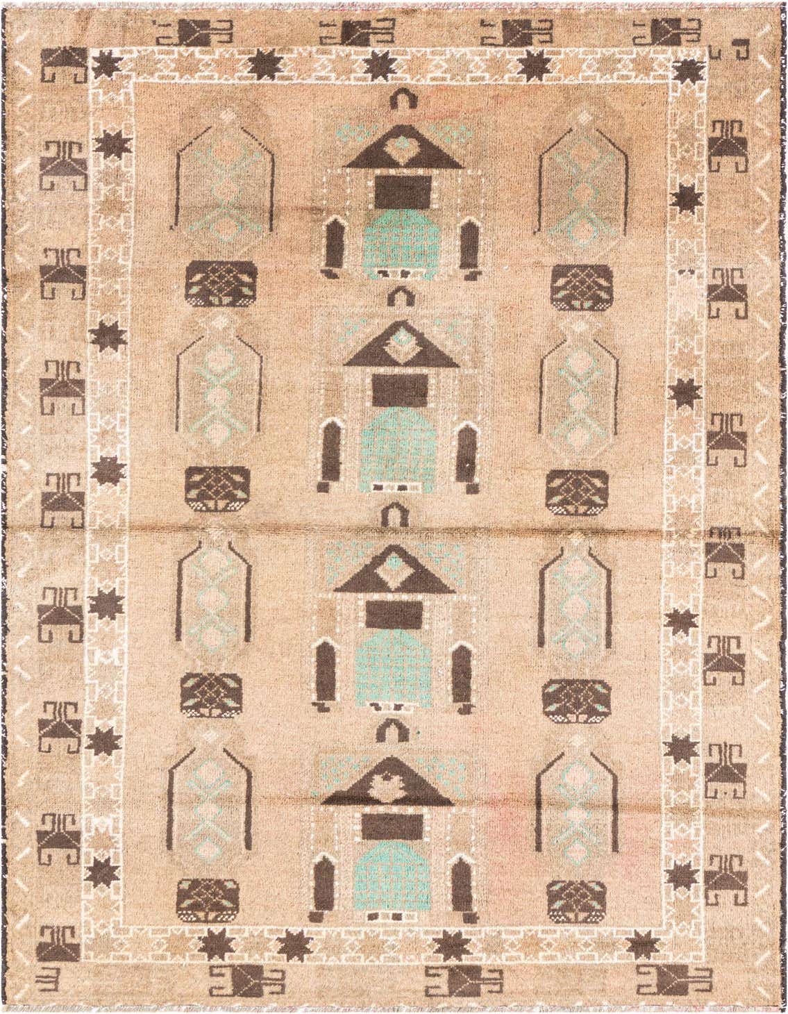 Primary image 3' 4 x 5' 9  Hand Knotted Ultra Vintage Persian Wool Rug