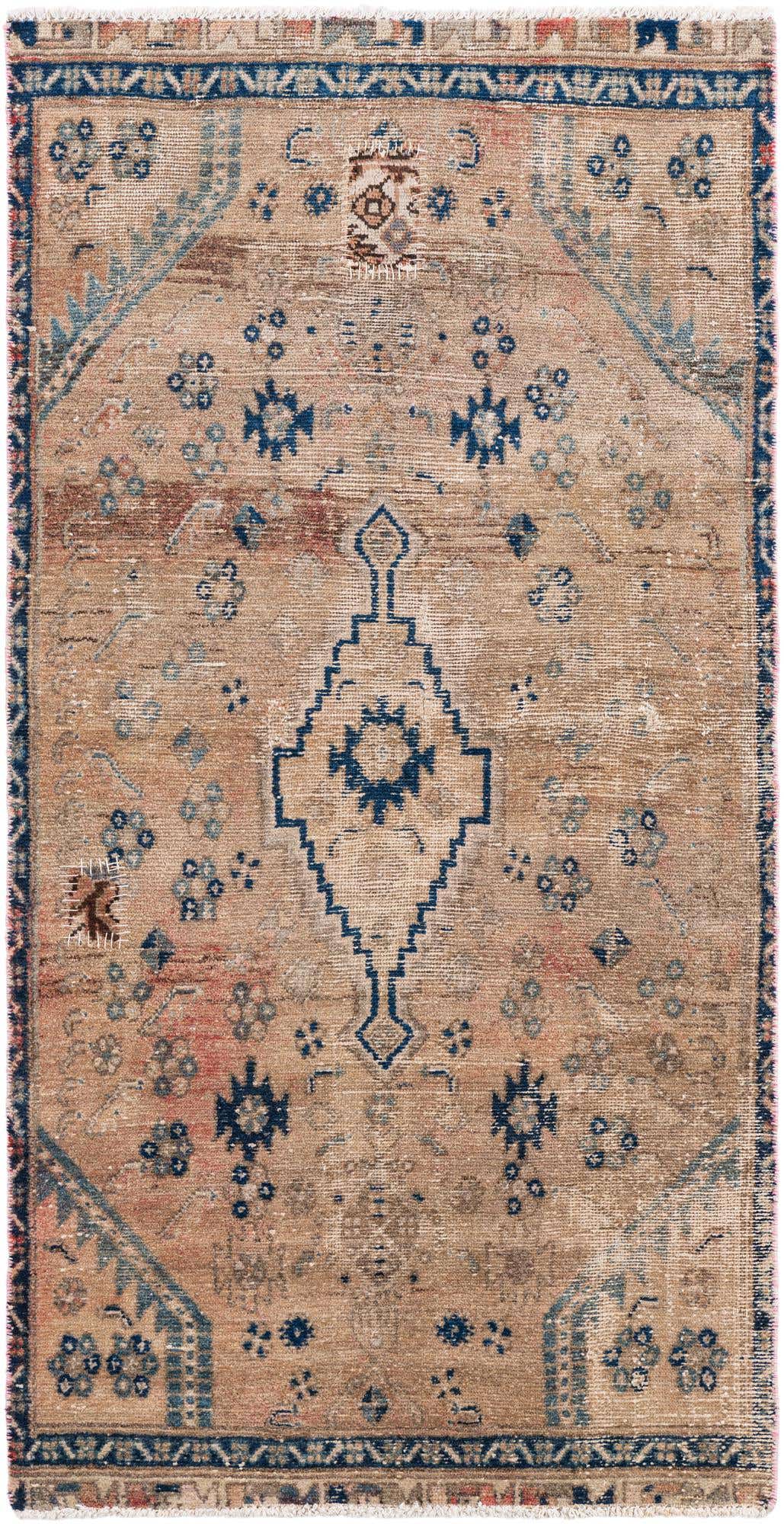 90cm x 175cm anudado a mano Ultra Vintage Alfombra Persa Lana