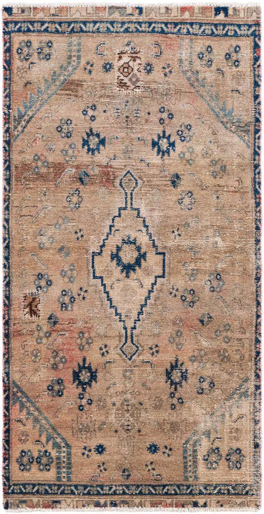 90cm x 175cm anudado a mano Ultra Vintage Alfombra Persa Lana