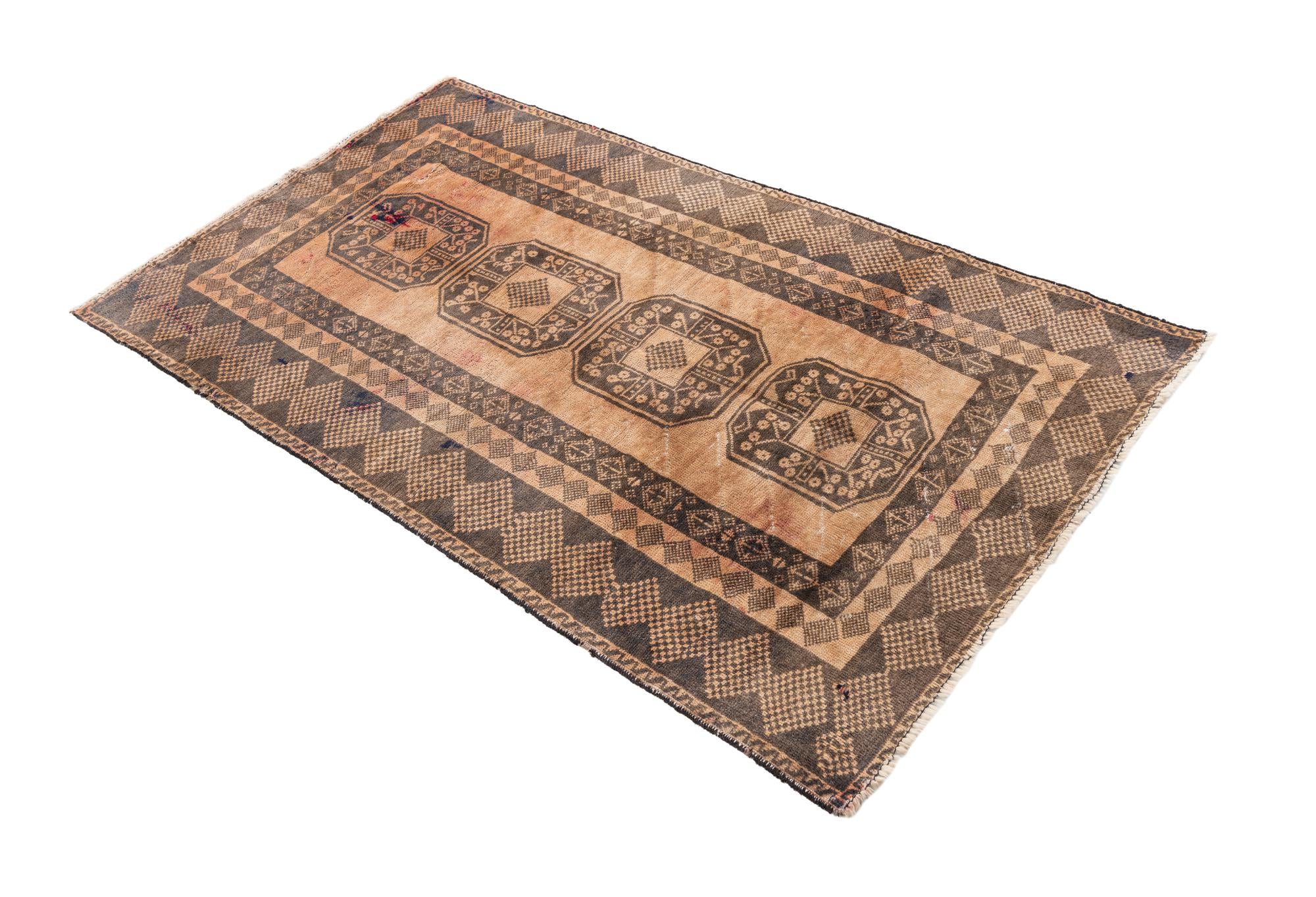 3' 6 x 6' 4 Hand Knotted Ultra Vintage Persian Wool Rug