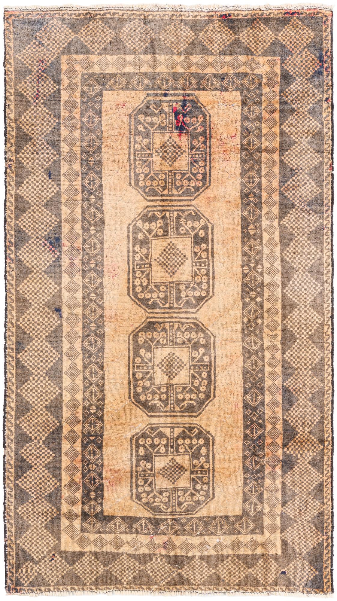 3' 6 x 6' 4 Hand Knotted Ultra Vintage Persian Wool Rug