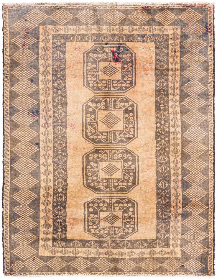 Detail image of 3' 6 x 6' 4 Hand Knotted Ultra Vintage Persian Wool Rug