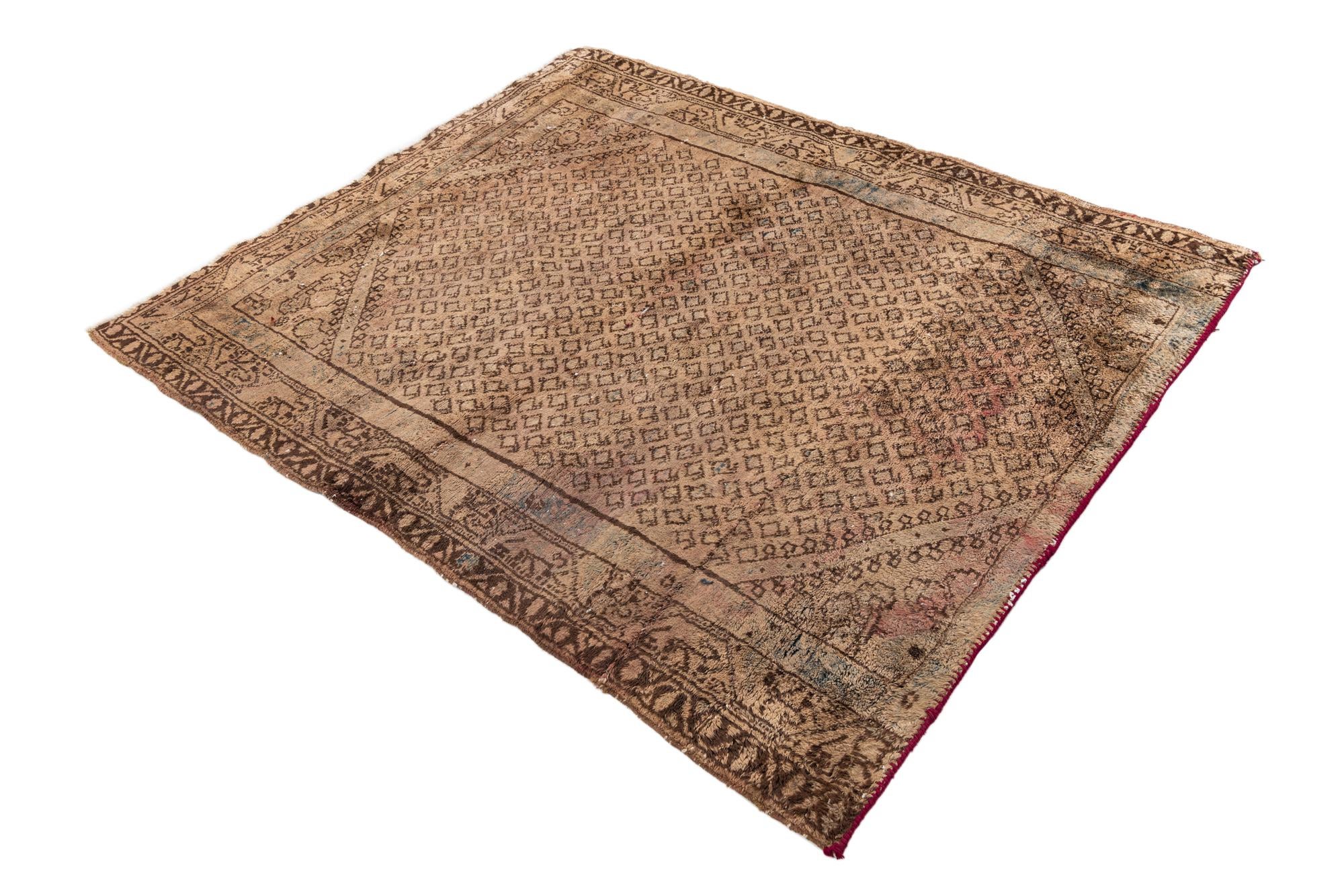 4' 5 x 5' 5 Hand Knotted Ultra Vintage Persian Wool Rug