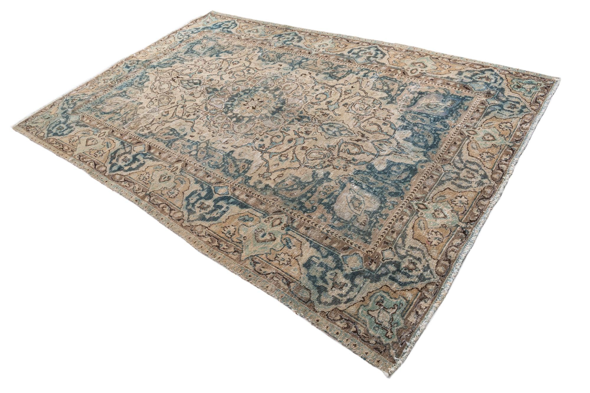 6' 3 x 9' 7 Hand Knotted Ultra Vintage Persian Wool Rug