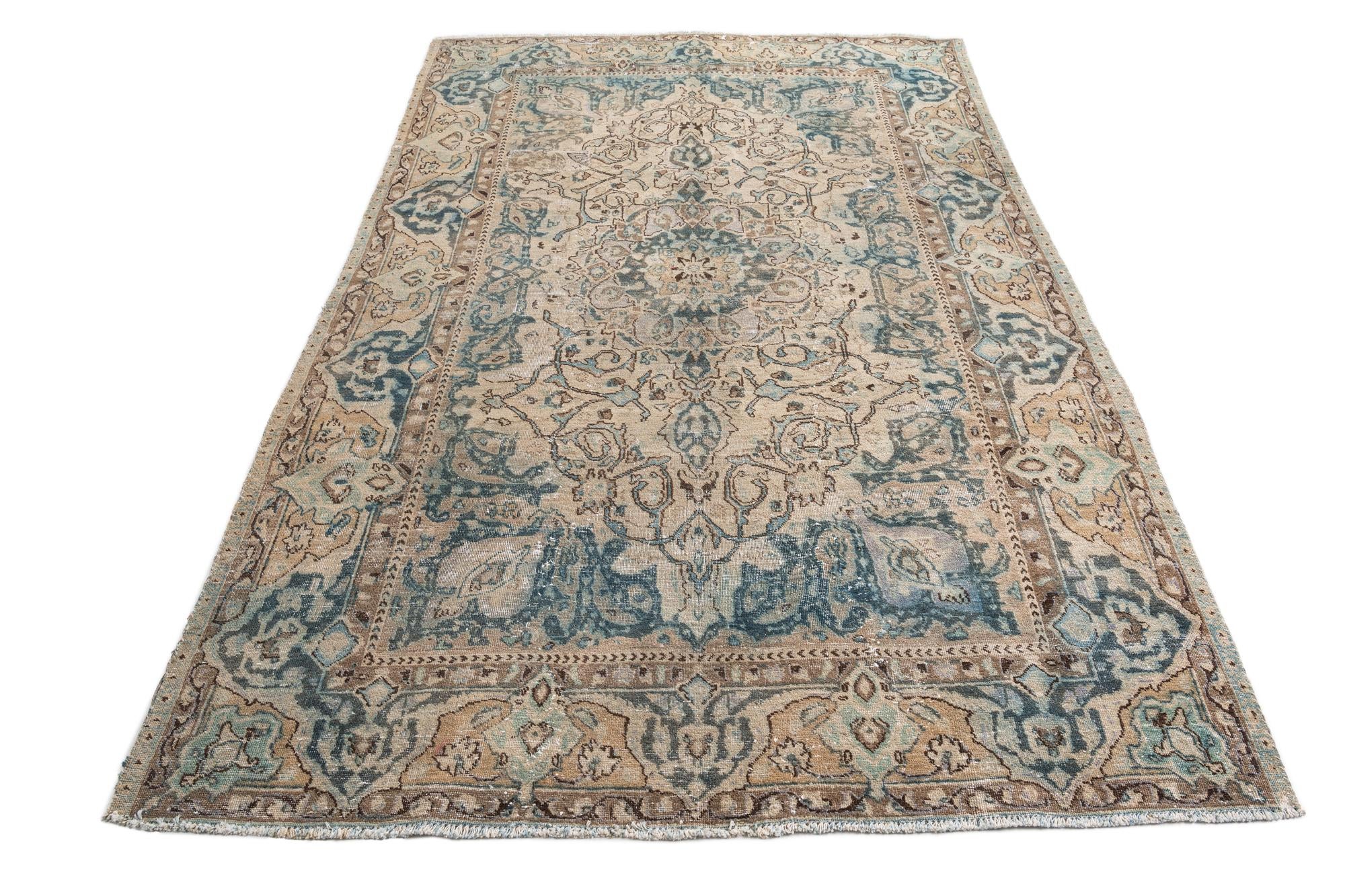 6' 3 x 9' 7 Hand Knotted Ultra Vintage Persian Wool Rug